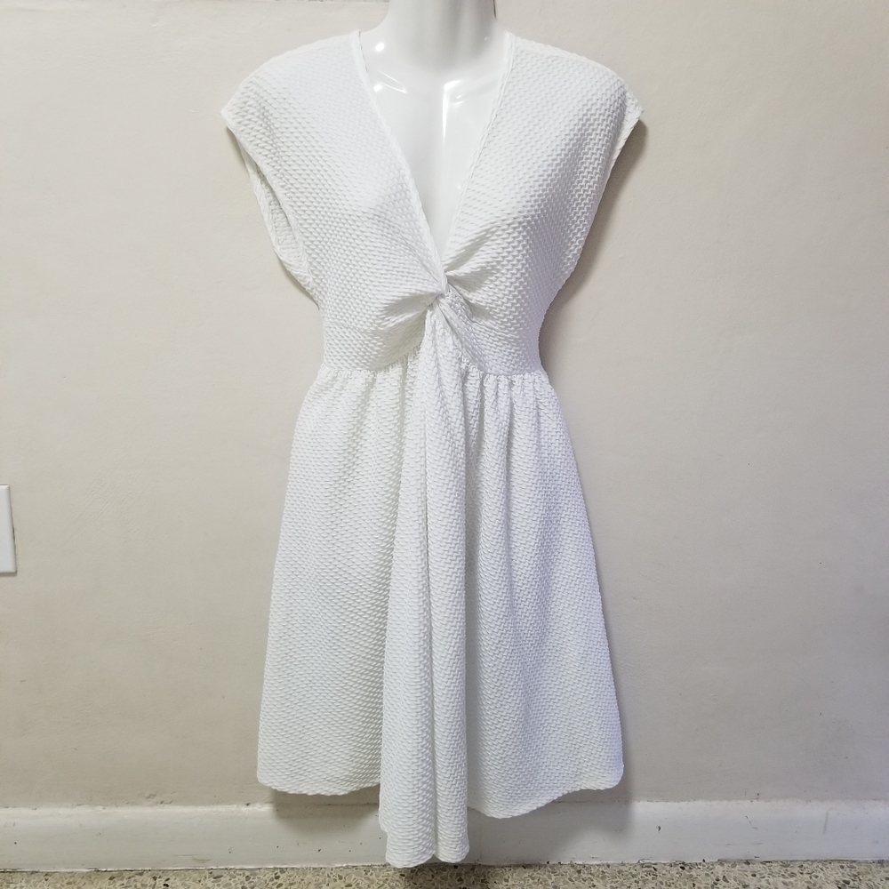 ASOS Maternity Skater Dress 6 Twist Textured White